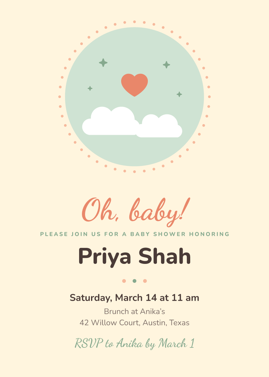 Front of the baby shower invitation template