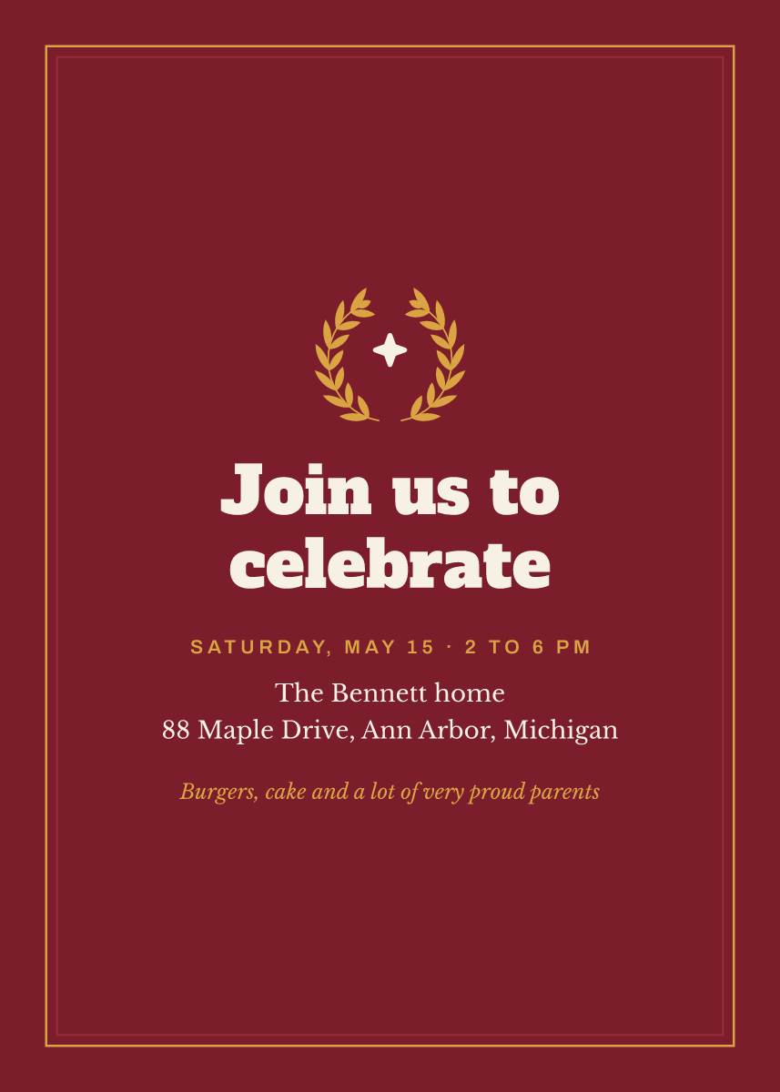 Back of the graduation announcement template