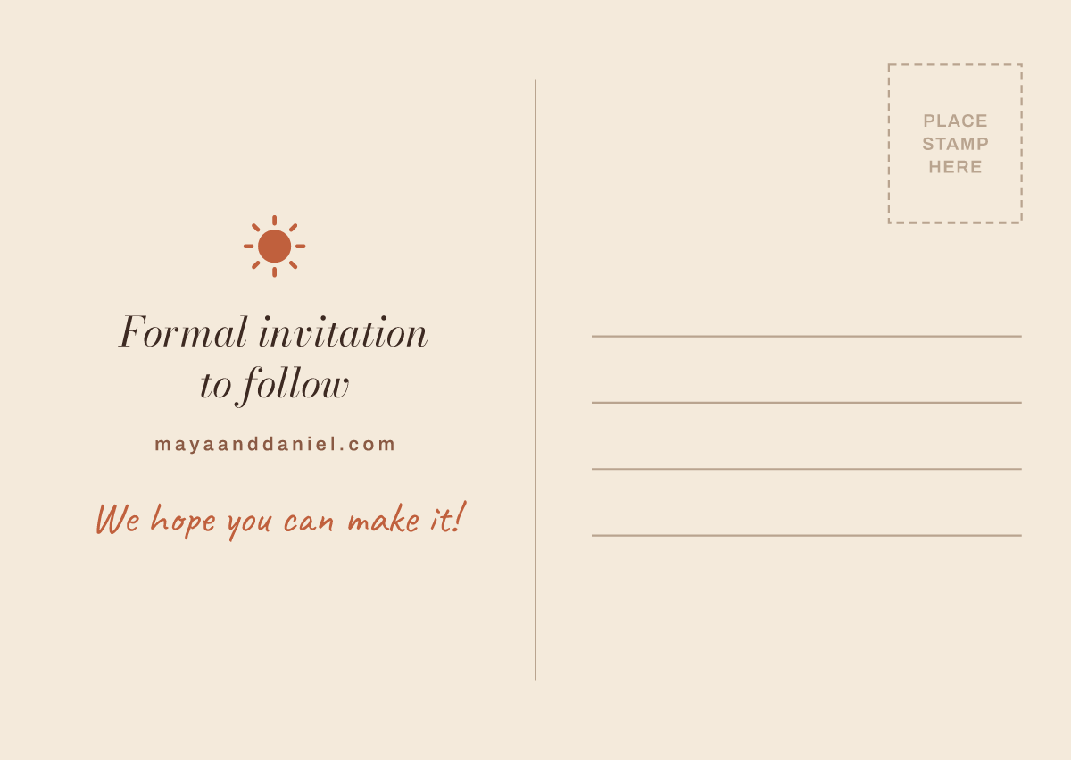 Back of the save the date template