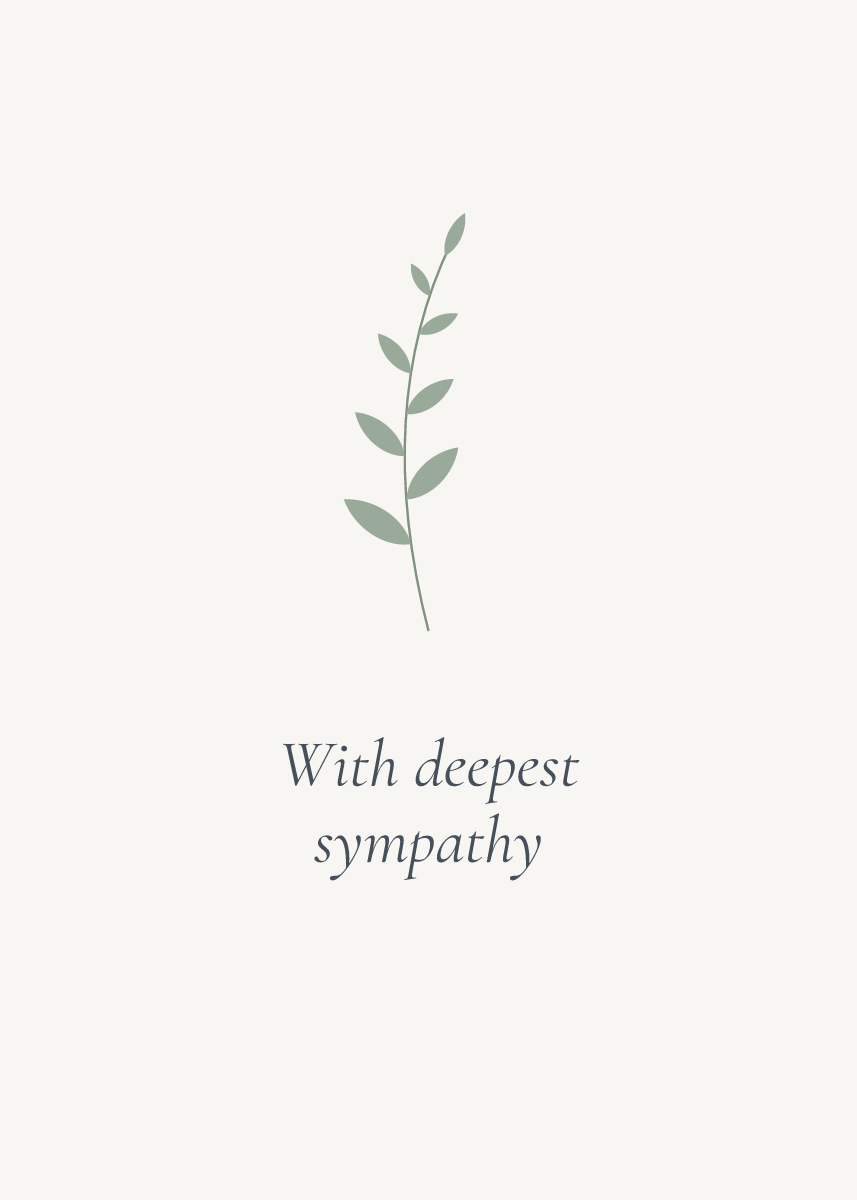 Front of the sympathy card template