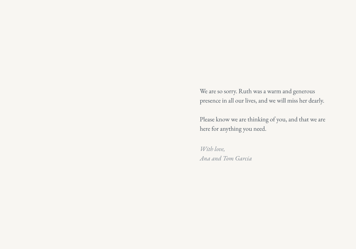 Inside of the sympathy card template