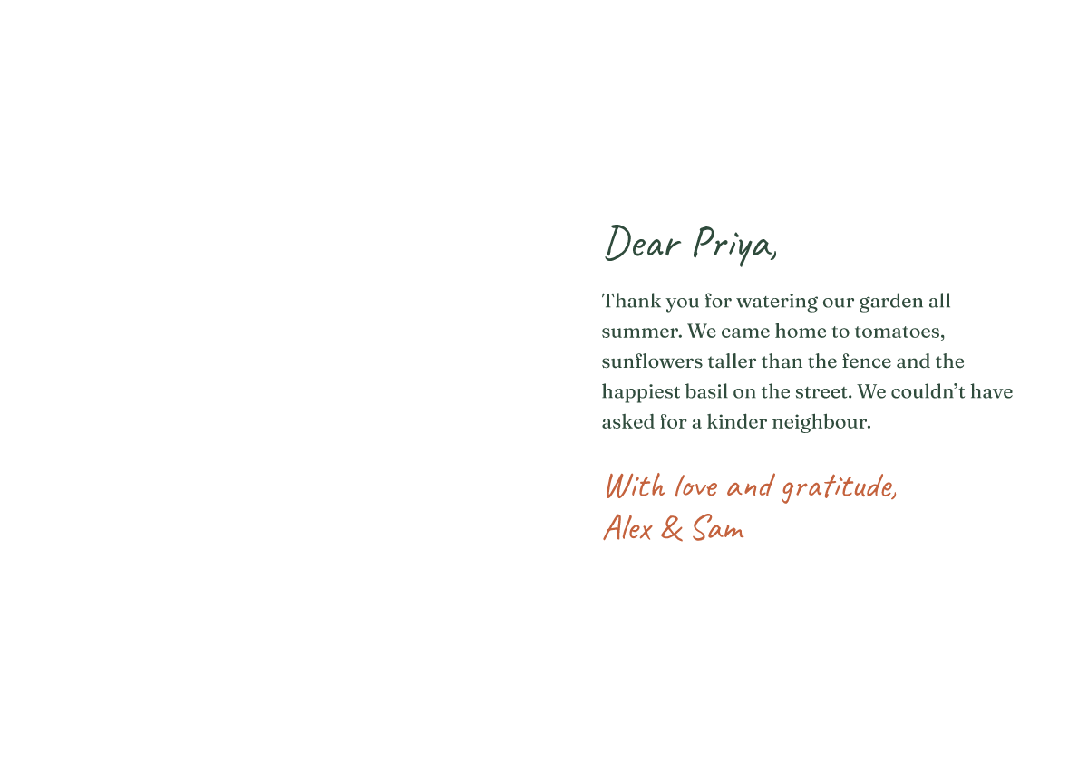 Inside of the thank-you card template